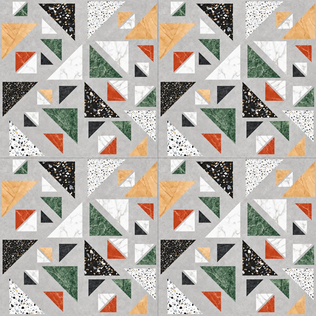 Exotica Kenza Gray, geometric wall tile for bathroom (view 3)